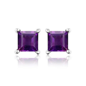 Majesty Diamonds MDS170176 00.6 CTW Princess Purple Amethyst Stud Earrings in .925 Sterling Silver