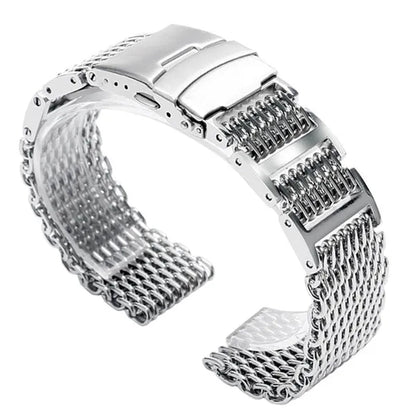 20/22/24mm Silver Stainless Steel Bracelet Shark Mesh Watch Band Men Wrist Strap Bracelet