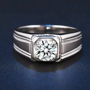 Business Men's Fashion Ring White Zircon Ring Wedding Engagement Party Jewelry Size 7-13