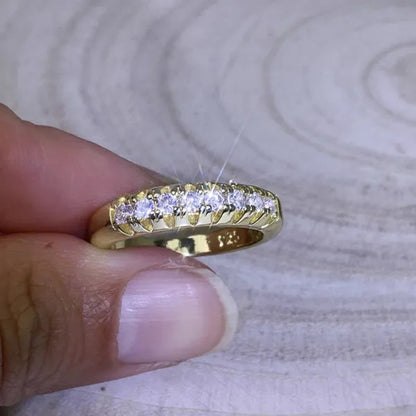 Luxury Silver /18K Gold Ring 925 Sterling Silver Womens Ring White Sapphire Wedding Band Engagement Diamond Ring Fine Jewelry Christmas Gift Size:6 7 8 9 10