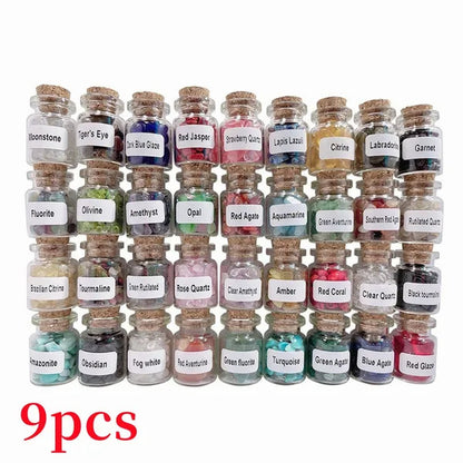 9PCS Gemstones Bottles Crystals and Healing Stones Witchcraft Supplies Crystals Chakra Healing Crystals Bulk Crystals Witchy Room Décor
