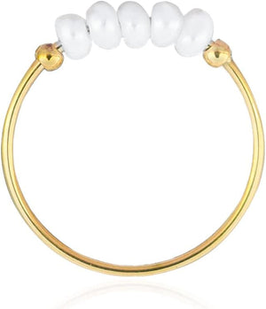 High End Natural Freshwater Pearl Irregular Combination Rings for Women,18K Gold Plated Gold Beads,Pearl Ring