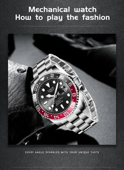 LIGE Military Men's Watch Stainless Steel Band Date Mens Business Male Watches Waterproof Luxuries Men Wrist Watches for Men