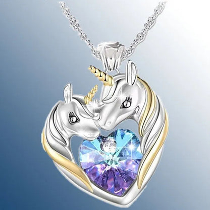 Exquisite Fashion Silvery Women's Fashion Unicorn  Pendant Heart Necklace Elegant Women Lovely Exquisite Banquet Festival Valentine's Day Christmas Eternal Jewelry Anniversary Gift
