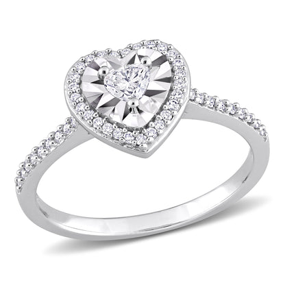 Women'S 1/3 Carat T.W. Heart-Cut Diamond 14Kt White Gold Halo Engagement Ring