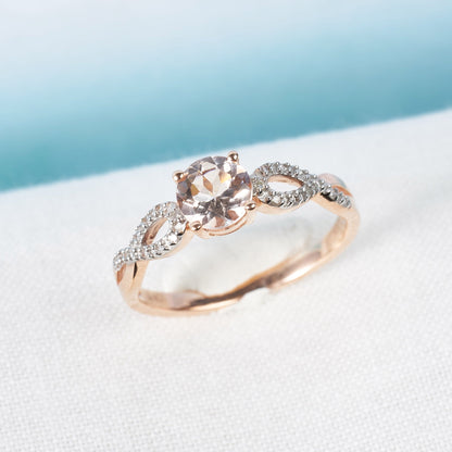 Women'S 1 CT Morganite & 1/10 CT T.W. Diamond 10Kt Rose Gold Infinity Engagement Ring