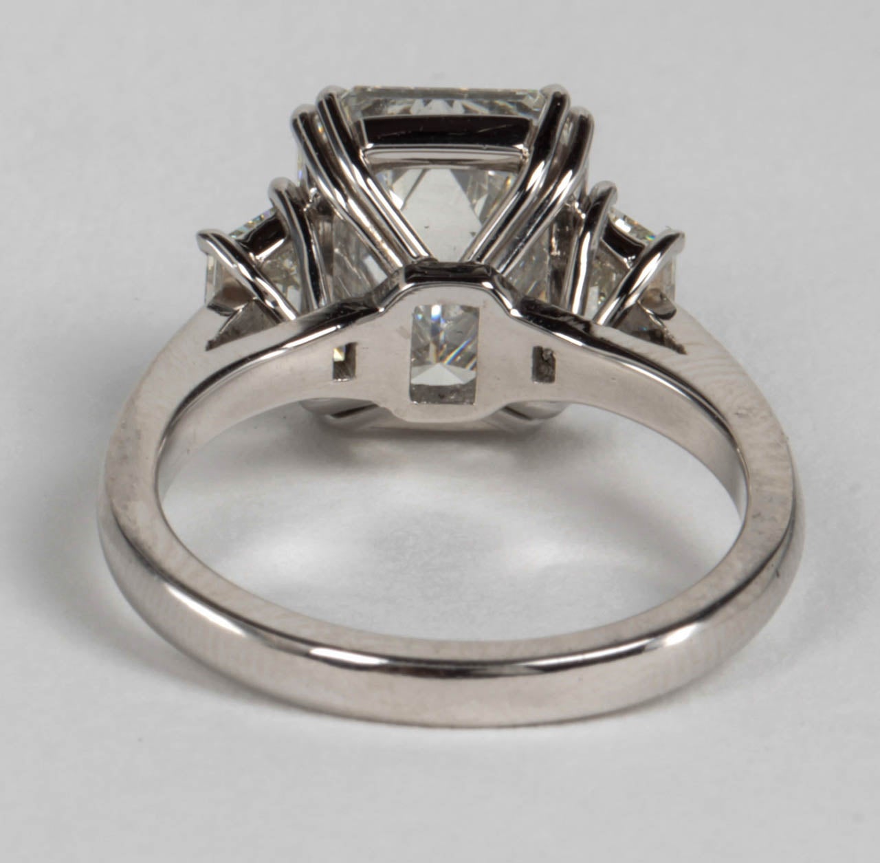 GIA Certified 4.15 Carat Emerald Cut Diamond Platinum Engagement Ring