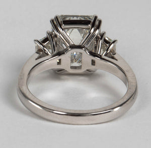 GIA Certified 4.15 Carat Emerald Cut Diamond Platinum Engagement Ring