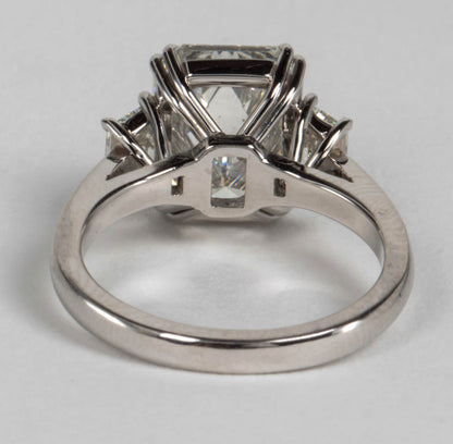 GIA Certified 4.15 Carat Emerald Cut Diamond Platinum Engagement Ring