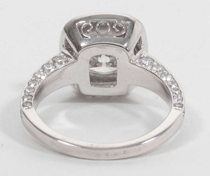 GIA Certified 2.03 Carat Cushion Cut Diamond Platinum Engagement Ring