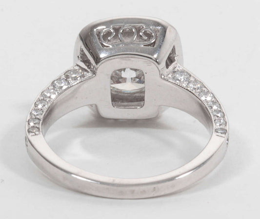 GIA Certified 2.03 Carat Cushion Cut Diamond Platinum Engagement Ring