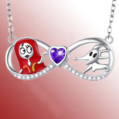 Fashion Creative Women'S Infinite Heart Diamond Necklace Cartoon Ghost Diamond Pendant Engagement Necklaces for Women Jewelry Accessories Birthday Anniversary Gift