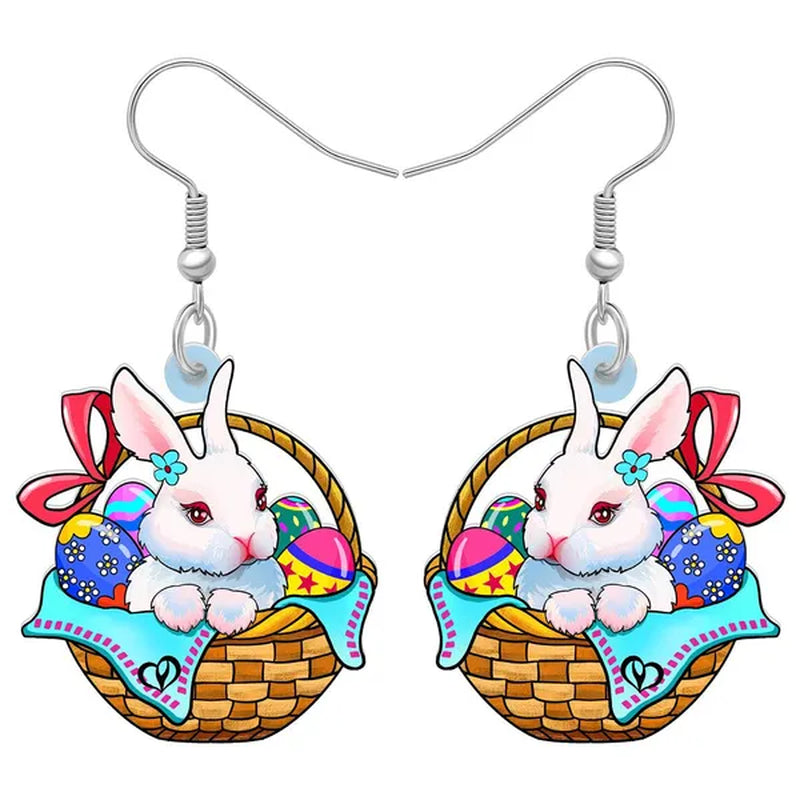 Acrylic Easter Eggs Bunny Hare Rabbit Earrings Drop Dangle Egge Jewelry For Women Girls Kids Charms Festival Gift Accessories