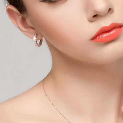 Luxury Elegant Diamond Hoop Ear Stud Earrings for Women Round Wedding Bridal Jewelry