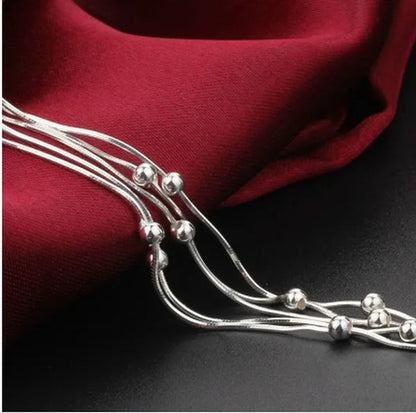 925 Sterling Silver Five Layers Beads Charm Barcelet Jewelry for Women Wedding Charm Ankle Bracelet Chains Bangle Jewelry