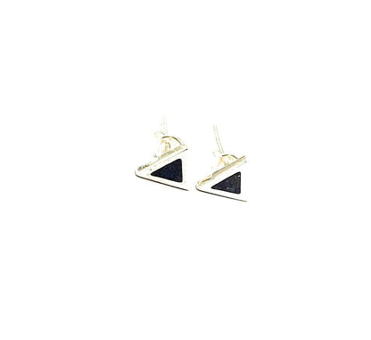 Triangle Lapis Lazuli Mosaic Micro Mosaic Sterling Silver Stud Earrings, Semi Precious Gemstone by Hstudio