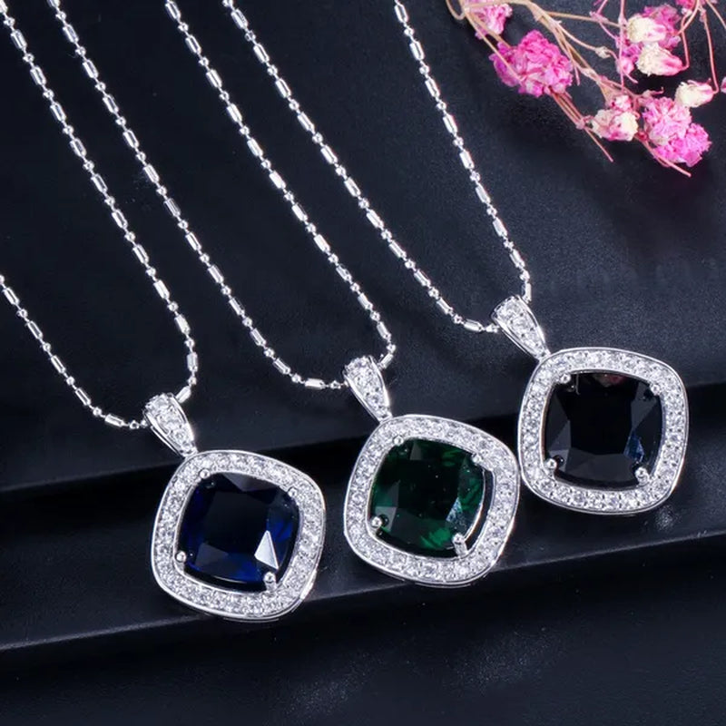 CANDICE Brand Design Luxury Wedding Jewelry Sets Sterling Silver Plated Necklace Earrings Set Inlay Big Pink Princess Crystal For Birdesmaid