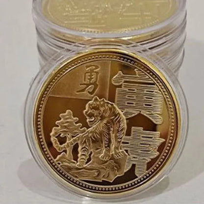 New Collection of Chinese Zodiac Commemorative Gold Coins Year of the Tiger Commemorative Coins Engraved Collection Craft Gifts