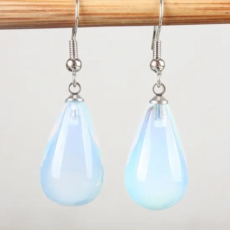 1 Pair 13X20MM Amethyst Clear Quartz Lapis Lazuli Turquoise Rose Quartz Opal Obsidian Jasper Drop Cone Bead Hook Dangle Diy Earrings