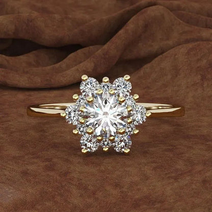 Exquisite Snowflake Cubic Zirconia Rings for Women Rose Gold Plated Silver Color Zircon Ring Bride Wedding Anniversary Party Gift Jewelry