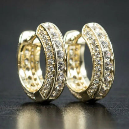 Mens Earrings Jewelry Trendy Silver Plated & Gold Earring Men Women Micro Pave Lab Diamond Hoop Earring Daily Casual Party Gold Earrings Silver Earrings