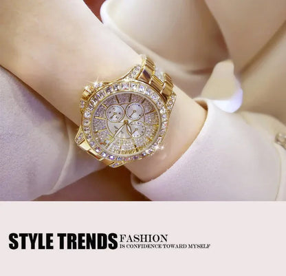 Lady Dress Watch Luxury Austrian Crystals Watch Rose Gold Shinning Diamond Rhinestone Fashion Bracelet Montre Femme