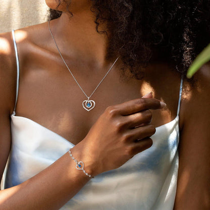 Heart Birthstone Necklace for Women Sterling Silver Genuine or Created Gemstone Forever Love Pendant Necklace Fine Jewelry Anniversary Birthday Gifts for Women Girls Mom Wife Her