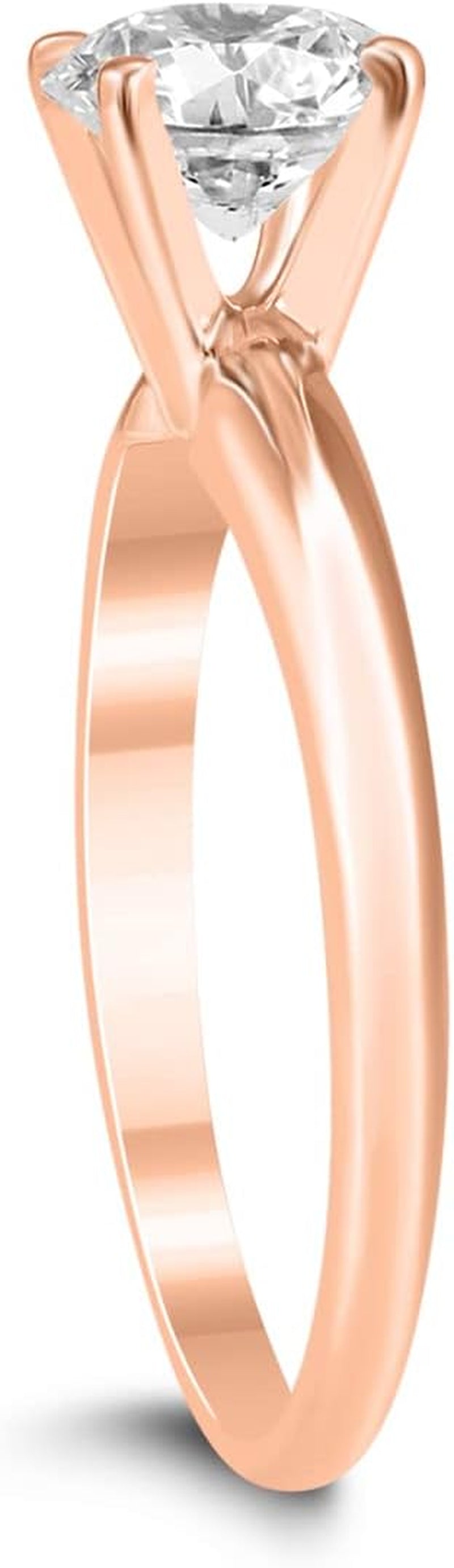Certified 1 Carat Diamond Solitaire Ring Available in 14K White, Yellow and Rose Gold (J-K Color, I2-I3 Clarity)