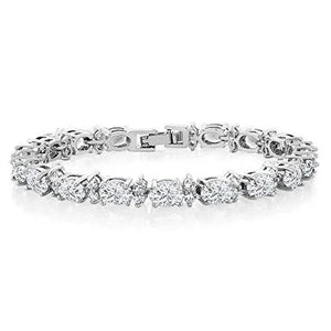 925 Sterling Silver Gorgeous Oval Ruby Amethyst Aquamarine Sapphire and round Sparkling Cubic Zirconia CZ Tennis Bracelet Jewelry Gift