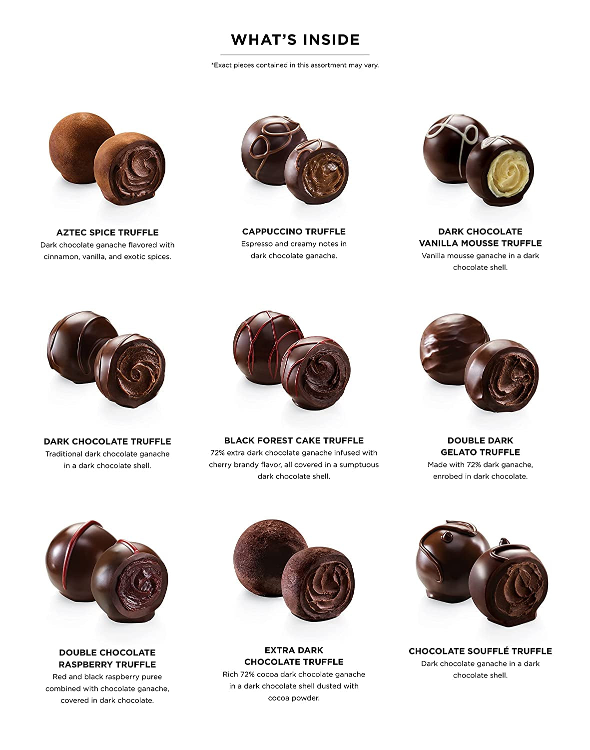 Dark Chocolate Truffles Assorted Chocolate Gift Box, 12 Pc.