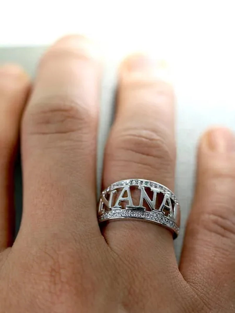 Gift Delicate Nana Ring Brass Cubic Zirconia Diamond Jewelry Grandmother Christmas Gift Birthday Gift - WORLD TIME VISITS