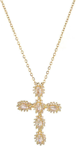 Gold Cross Necklace for Women - Handmade CZ Dainty Faith Pendant Necklace, 18K Plated Hypoallergenic Jewelry Gifts