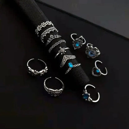 New 60Pcs Womens Rings Silver Gold Plated Rhinestone Vintage Jewelry Bohemian Style Finger Joint Ring Party Favor Gifts