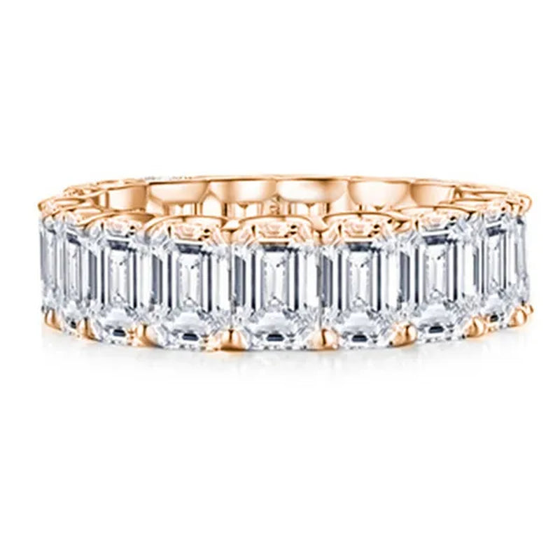 Personality Stackable Wedding Bands for Women Fashion 925 Sterling Silver Diamond Ring Shiny Natural Gemstone Luxury Jewelry Elegant Bride Engagement Party Accessories Promise Rings Size 5-11