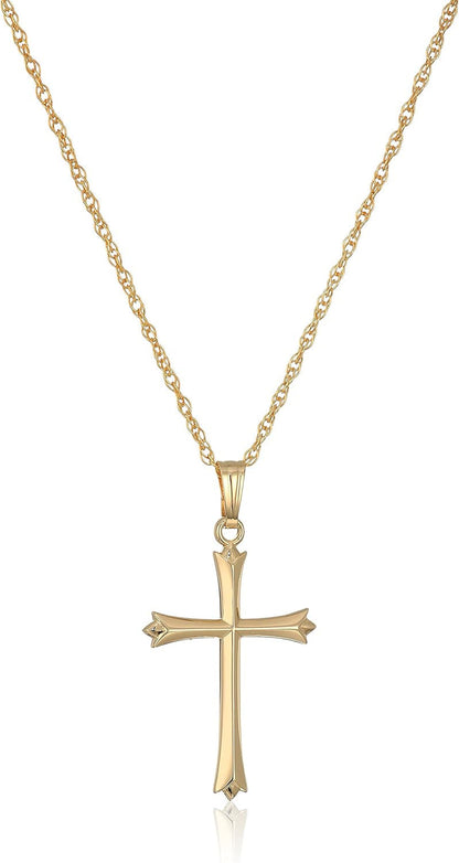 Ladies' 14K Gold Filled Polished Embossed 18“ Cross Pendant Necklace