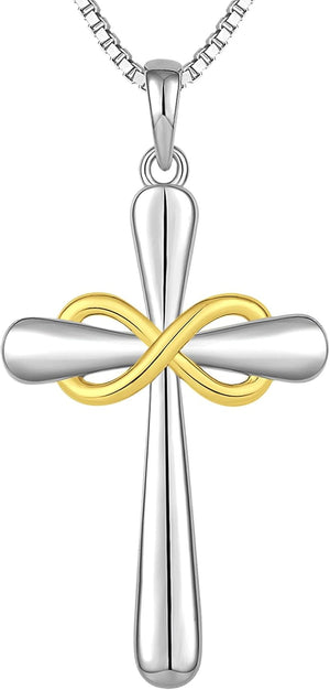 Cross Necklace 925 Sterling Silver Infinity Pendant Ankh Criss Jewelry for Women