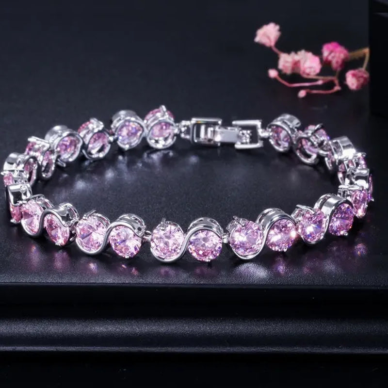 CANDICE White Gold Plated Natural Purple Crystal Bracelets Bangles For Femme Romantic Gift 18CM