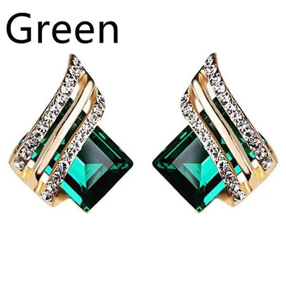 Fashion Temperament Women's Cubic Zirconia Earrings Large Red Zircon Stud Earring Engagement Wedding Earrings Birthday Party Anniversary Gift Jewelry