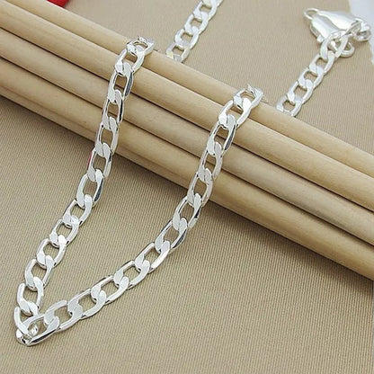 Fine Jewelry 925 Sterling Silver Necklace for Women Men 8MM Hip Hop Necklace
