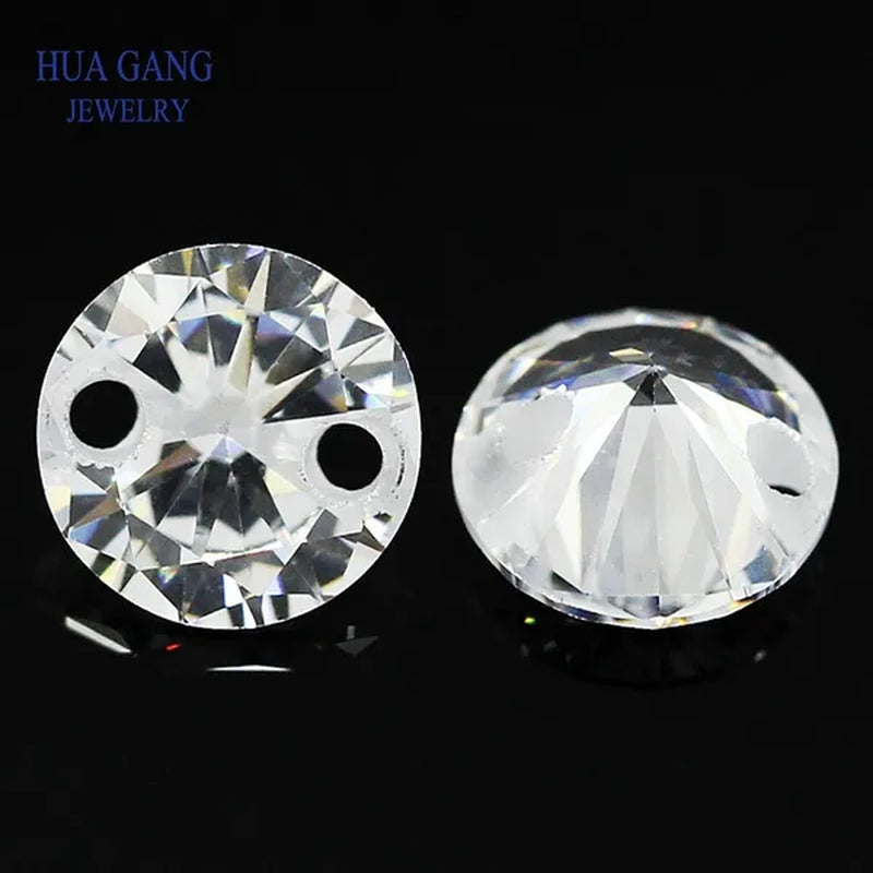 Double Holes Beads Cubic Zirconia Stones AAAAA White Cubic Zirconia Stone Loose Zircon Stone DIY Jewelry Beads