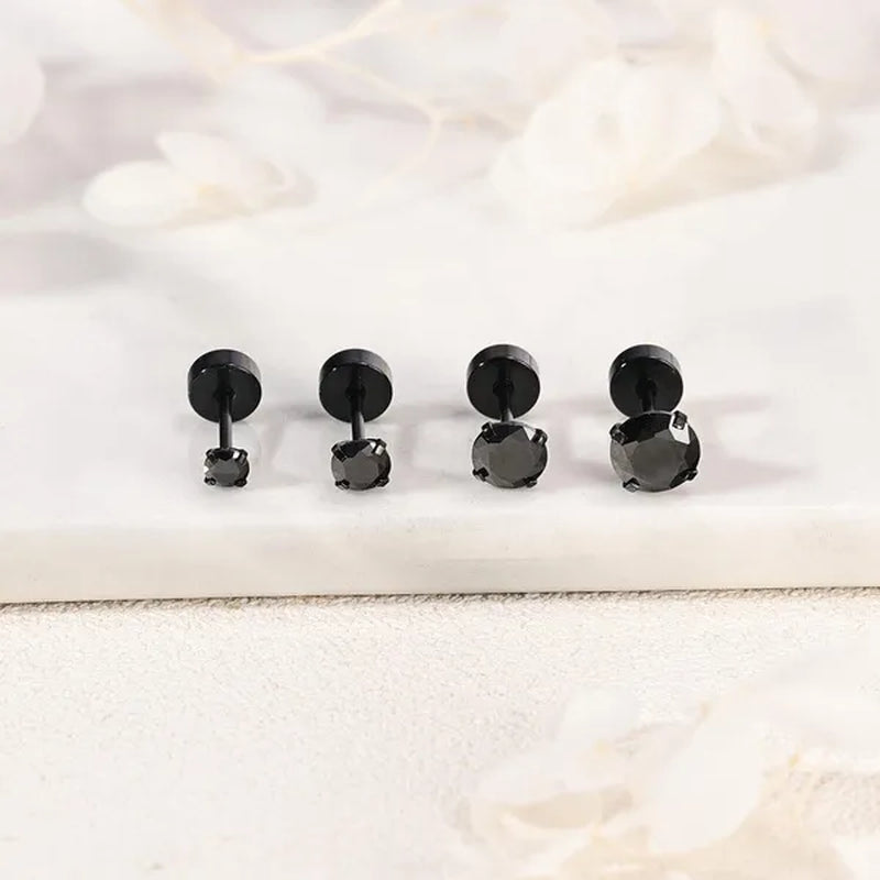 1 Pair Stainless Steel White Zircon Stud Earrings for Women Men Claw Earring Ear Helix Cartilage Piercings Flat Back Earrings Jewelry 20G