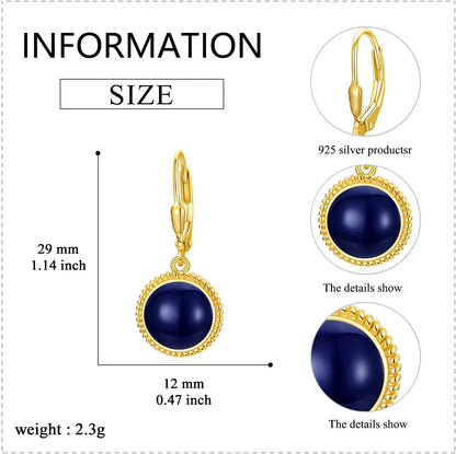 Lapis Lazuli Earrings Sterling Silver Blue Lapis Leverback Earrings for Women Natrual Lapis Gemstone Earrings Lapis Lazuli Jewelry for Women Teens Girls Birthday Gift