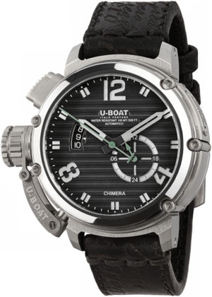 Chimera 46Mm Ss Black Mens Analog Automatic Watch with Leather Bracelet 9605