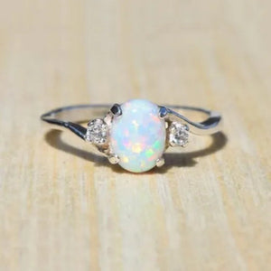 Exquisite Women's Ring Oval Cut Fire Opal Diamond Jewelry Birthday Proposal Gift Bridal Engagement Party Band Rings Size 5 - 11