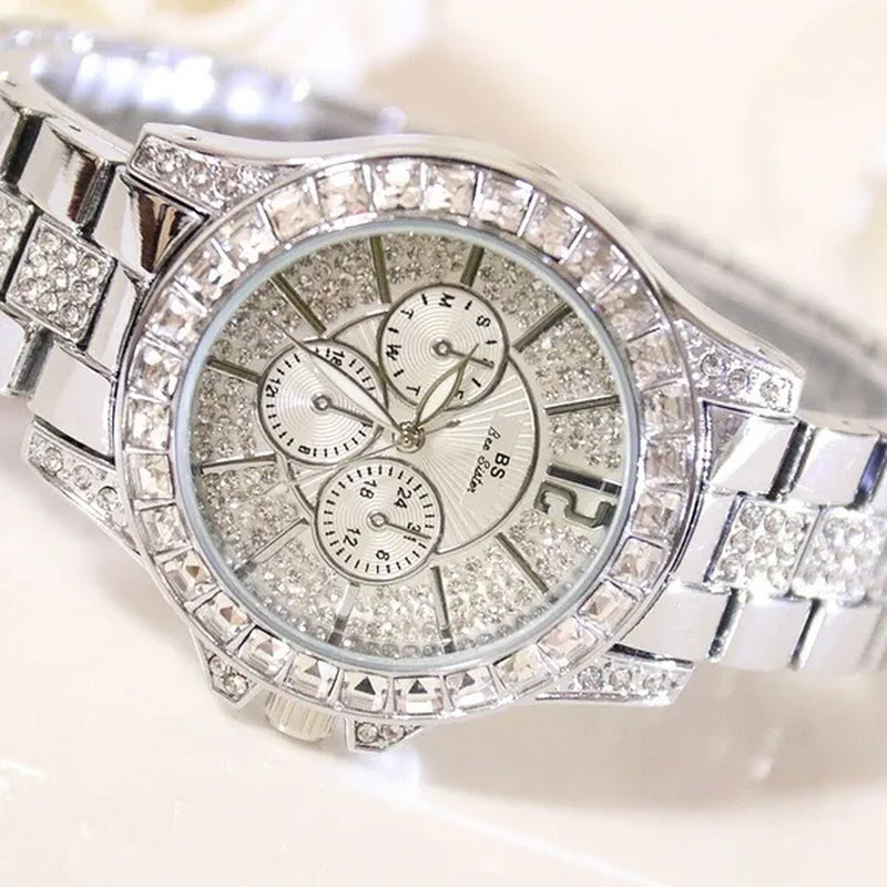 BS Bee Sister Luxury Creative Women Watches Gold Rhinestone Shining Design Bracelet Watches Ladies Women Wrist Watch Montre Femme