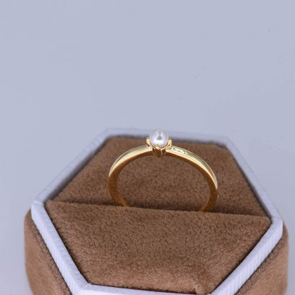 18K Gold Vermeil Tiny Pearl Ring