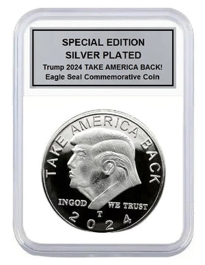 SILVER PLATED Trump 2024 TAKE AMERICA BACK! W/Display Case Masters Coins