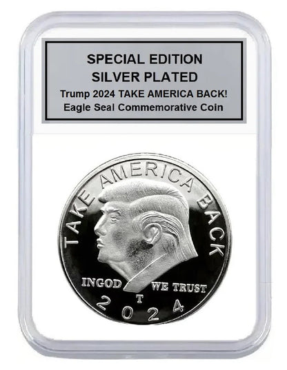 SILVER PLATED Trump 2024 TAKE AMERICA BACK! W/Display Case Masters Coins