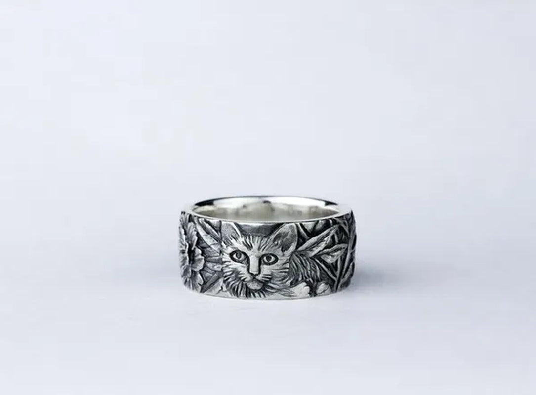 Exquisite 925 Sterling Silver Cat Ring Women Men Party Fine Jewelry