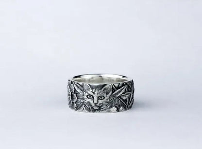 Exquisite 925 Sterling Silver Cat Ring Women Men Party Fine Jewelry